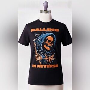 Falling In Reverse Graphic Skull Tee - Black/Orange sz medium